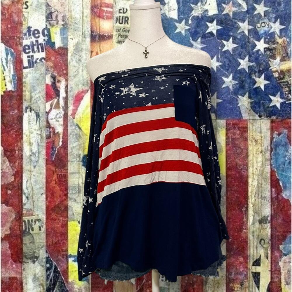 USA american flag tumblr stars and stripes western top